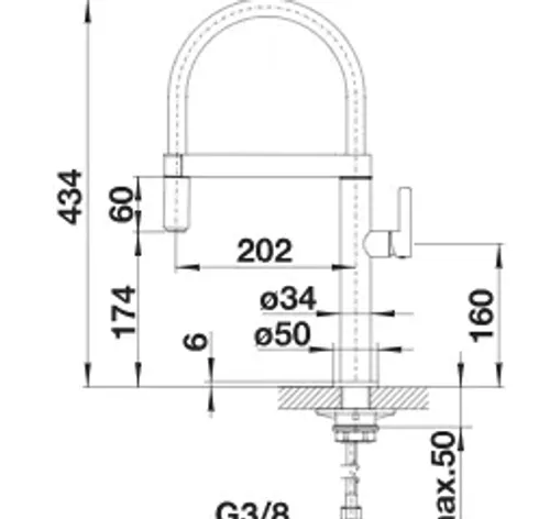 ברז מטבח BLANCO קולינה מיני 519844, פיה קפיץ תעשייתי, כרום.