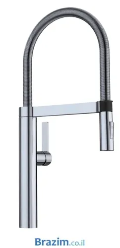 ברז מטבח BLANCO קולינה אס 517598 מבית בלנקו בעיצוב קפיץ תעשייתי בגימור נירוסטה.