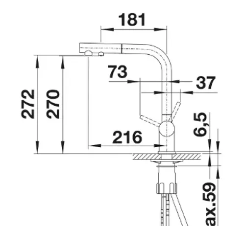 ברז מטבח BLANCO פונטס אס 526692 עם פיה נשלפת בגימור זהב מט.