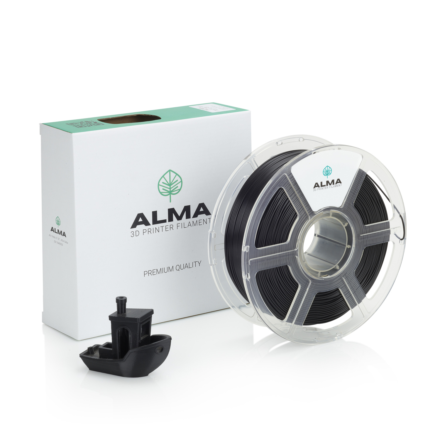 פילמנט איכותי מסוג +PLA מבית ALMA צבע שחור