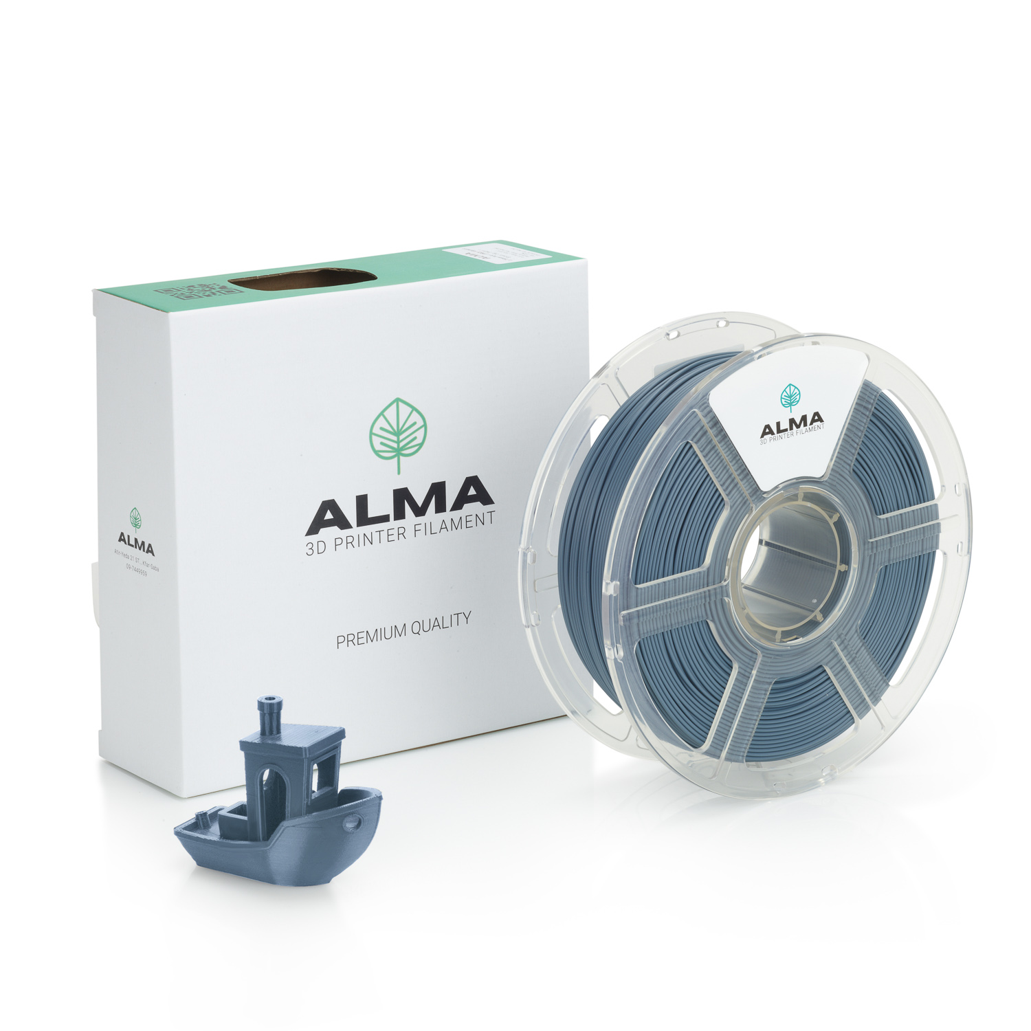 פילמנט איכותי מסוג +PLA מבית ALMA צבע אפור
