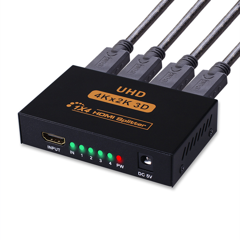 מפצל HDMI לארבע מסכים עם כבל חשמל