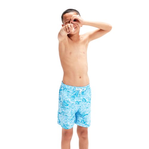 בגד ים מכנסון לבנים | Printed 15″ Swim Shorts Blue/White