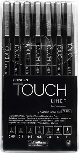 סט 7 לינרים שחורים TOUCH בעוביים שונים 