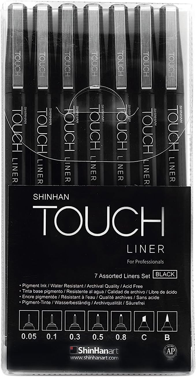 סט 7 לינרים שחורים TOUCH בעוביים שונים 