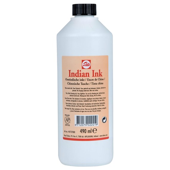 דיו שחור  Talens Indian ink  לציור וקליגרפיה, 490 מ"ל