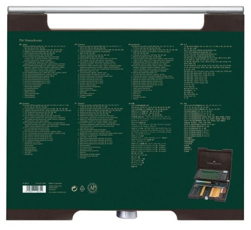 ערכת רישום מהודרת, 85 חלקים במזוודת עץ  Pitt Monochrome 