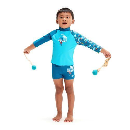 חולצת אנטי סאן לפעוטות | Boys Learn to Swim Allover Aquashort
