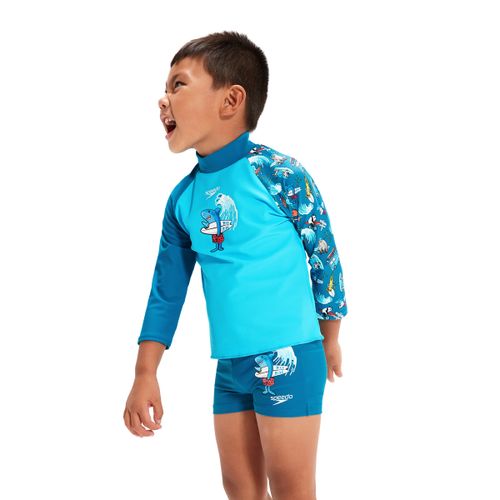 חולצת אנטי סאן לפעוטות | Boys Learn to Swim Allover Aquashort