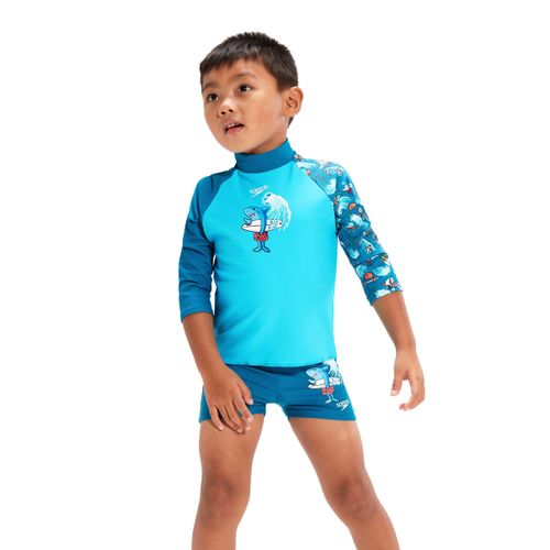 חולצת אנטי סאן לפעוטות | Boys Learn to Swim Allover Aquashort