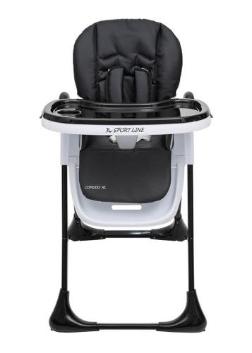 כסא אוכל קומודו Comodo XL עם ריפוד דמוי עור מעובה, מצבי גובה ושלושה מצבי שכיבה - שחור