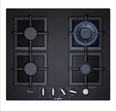 כיריים גז 4 להבות 60 ס"מ זכוכית שחורה BOSCH דגם PPH6A6M25Y בוש