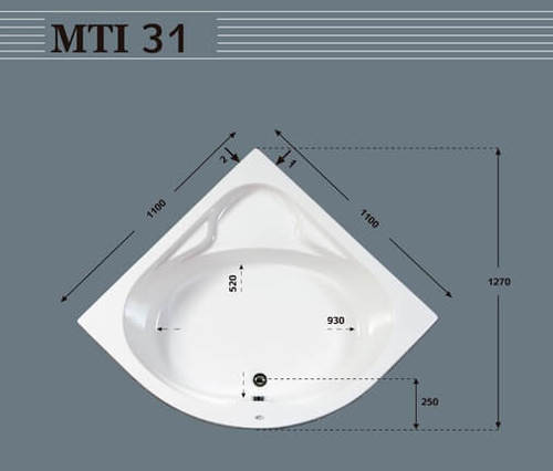 אמבטיה פינתית מידות 110X110 סמ דגם MTI-31 