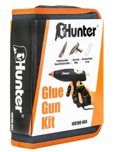 ערכת אקדח דבק חם 80W כולל סכין ונרות דבק תוצרת HUNTER