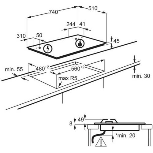 כיריים גז 75 ס