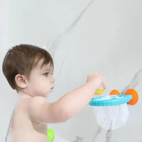 משחק אמבטיה - כדורסל עם 3 כדורים משפריצים וכריות וואקום