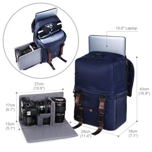 תיק גב לצילום לשימוש רב תכליתי - K&F Concept KF13.087 Travel Backpack for Outdoor Photography Waterproof (Deep blue)