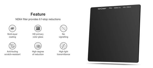 פילטר מרובע - K&F Concept ND64 100x100mm 6 Stop Neutral Density Square Filter
