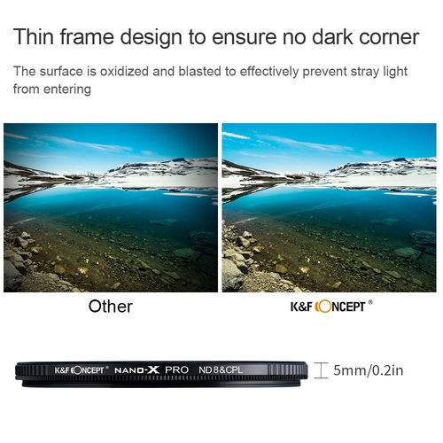 פילטר - K&F Concept 72mm Nano-X Variable Fader ND8+CPL