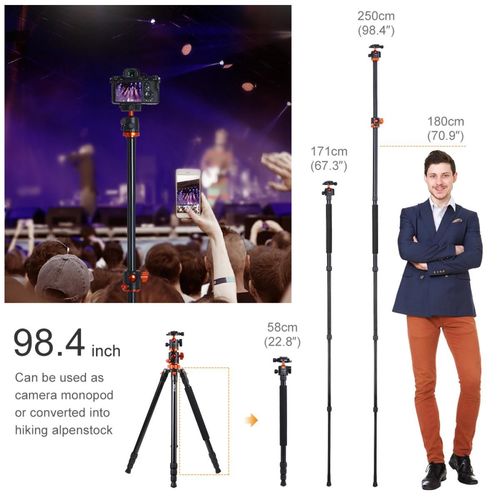 חצובת אלומיניום - K&F Concept KF09.086 Tripod Kit With Ball Head SA254T1