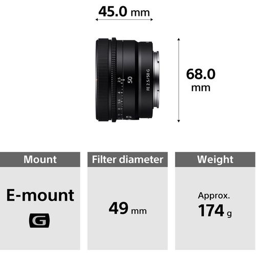 עדשה Sony FE 50mm f/2.5 G