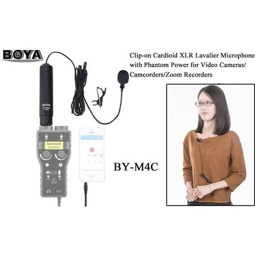 מיקרופון דש BOYA BY-M4C Cardioid Lavalier XLR Microphone