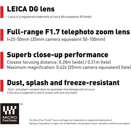 ‏עדשה Panasonic Leica DG Vario-Summilux 25-50mm f/1.7 ASPH