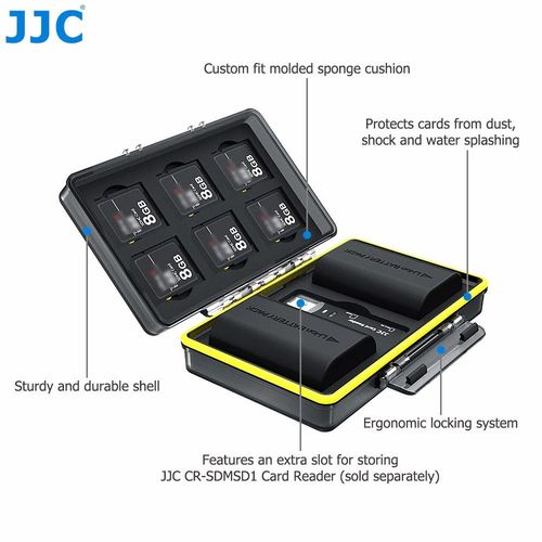 קייס קשיח לכרטיסי זכרון + סוללות - JJC Memory Card Case - 6xSD + 2xBattery