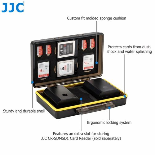 קייס קשיח לכרטיסי זכרון + סוללות - JJC Memory Card Case - UNIVERSAL