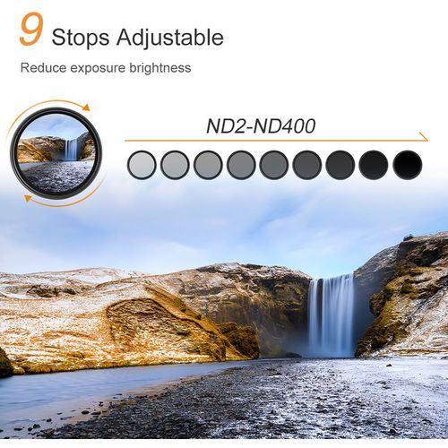 פילטר - K&F Concept Variable Fader ND2-ND400 MC Filter 43mm