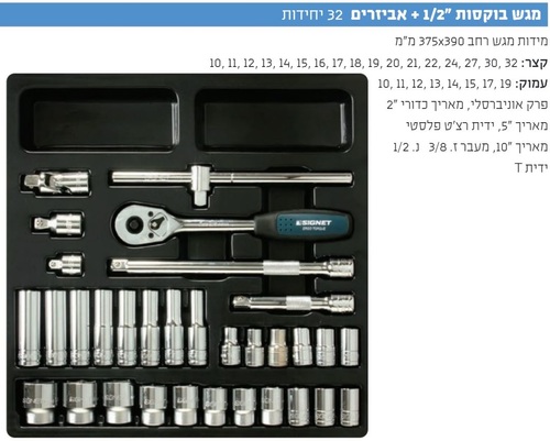 מגש בוקסות 1/2+אביזרים 32 יח SIGNET