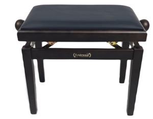 כסא פסנתר מתכוונן בגימור וולנט שחור עם טופ שחור דמוי עור PB-18 מבית Legrand