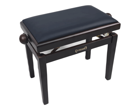כסא פסנתר מתכוונן בגימור וולנט שחור עם טופ שחור דמוי עור PB-18 מבית Legrand