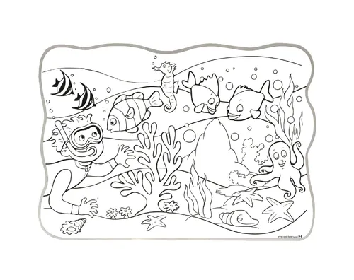 עבודת יצירה - פלייסמנט ים עם מדבקות - 36 יח' 