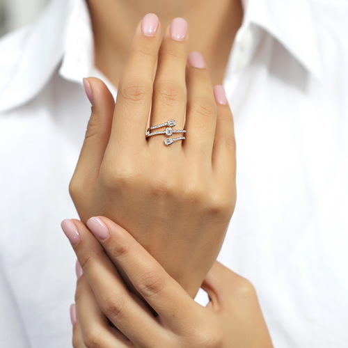 טבעת שבילי יהלומים 0.50ct מזהב 14K