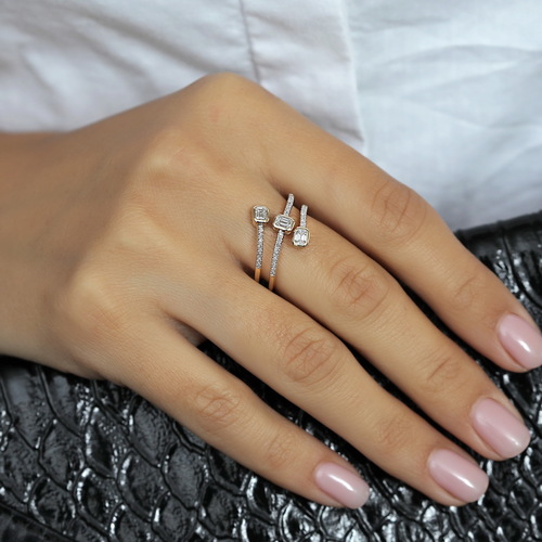 טבעת שבילי יהלומים 0.50ct מזהב 14K