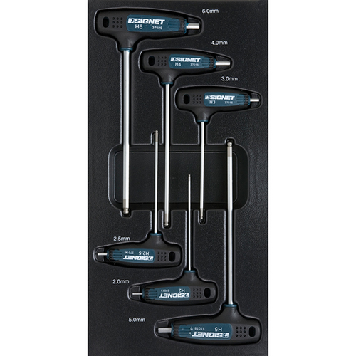 מגש סט ידיות אלן T כדורי 6 יח' דגם 55502 מבית SIGNET