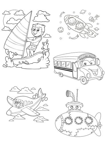 צובעים בגדול! חוברת צביעה XL גדולה 12 דפים - כלי רכב