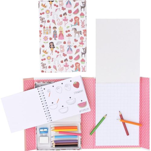 ערכת לימוד ציור בשלבים לבית ולנסיעות (36 דפים, 9 עפרונות צבעוניים) - עולם האגדות