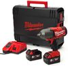 מפתח אימפקט “ 1/2 כולל 2 סוללות 5AH מבית milwaukee