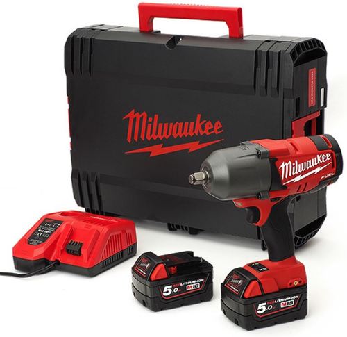 מפתח אימפקט “ 1/2 כולל 2 סוללות 5AH מבית milwaukee