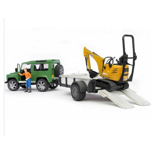 גיפ לנד רובר + עגלה דחפור JCB +בובה
