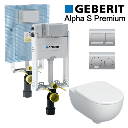 GEBERIT Alpha S Premium | סט ניאגרה סמויה גבריט קומפלט לקיר בלוקים