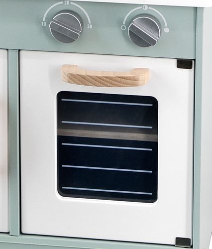 מטבח לילדים עם תנור, כיור, כיריים, ארון ו-8 אביזרים - ירוק פסטל