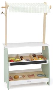 דוכן מכירות סופרמרקט מאובזר מעץ מלא עם 18 אביזרים ופעמון