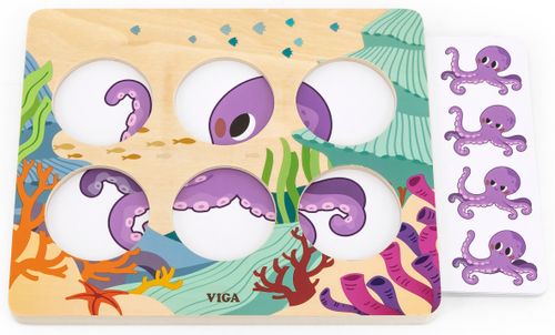 משחק זיכרון והתאמה עם לוח עץ ו 20 כרטיסיות - חיות הים