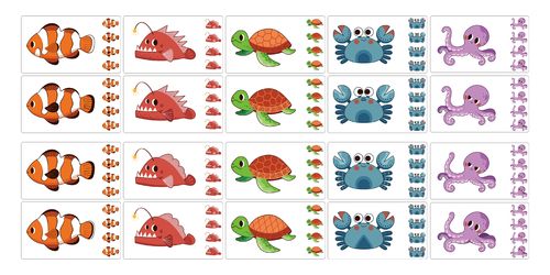 משחק זיכרון והתאמה עם לוח עץ ו 20 כרטיסיות - חיות הים