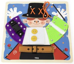 לוח פעילות מונטסרי מיומנויות הלבוש מעץ בעיצוב קוסם