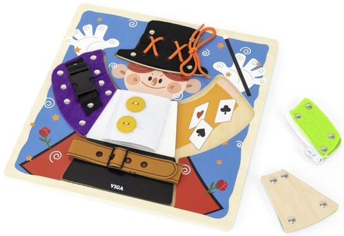 לוח פעילות מונטסרי מיומנויות הלבוש מעץ בעיצוב קוסם