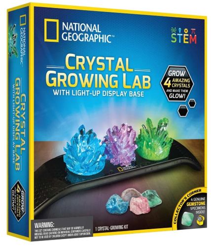 ערכת מדע לילדים: גידול 4 קריסטלים עם בסיס LED מאיר